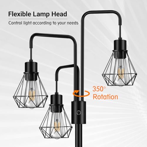 BoostArea Industrial Floor Lamp,Metal Diamond Lampshade,Modern Stand Up Lamp with 3 Light, Bulbs Not Included,Simple Design Floor Lamp for Bedroom, Living Room, Office, Kids Room, Reading - color: Diamond