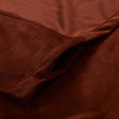 Roslynwood Velvet Burnt Ochre Curtains 63 inch Long - Curtains Block Light Rod Pocket Thermal Insulated Window Curtain Drapes for Living Room/Office/Apartment,Burnt Ochre, W52 x L63, 2 Panels - color: Burnt Ochre, size: 52"W x 63"L (Pack of 2)
