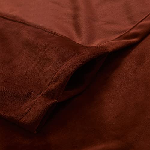 Roslynwood Velvet Burnt Ochre Curtain 72 inch Long - Curtains Light Blocking Rod Pocket Thermal Insulated Window Drapes for Living Room/Bedroom/Office, W52 x L72, 2 Panels - color: Burnt Ochre, size: 52"W x 72"L (Pack of 2)