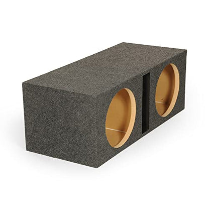QPower QBASS Dual 12" Car Audio Subwoofer Box, Charcoal Gray Carpet Finish | MDF Woofer Enclosure, Single Slot Port Vent, Deep Bass Sound System for Truck and Stereo