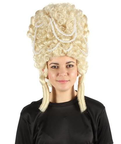 HPO Adult Women's Baroque French Revolution Queen Marry Wig Collection Blonde Color, Premium Breathable Capless Cap (Blonde) - color: Blonde