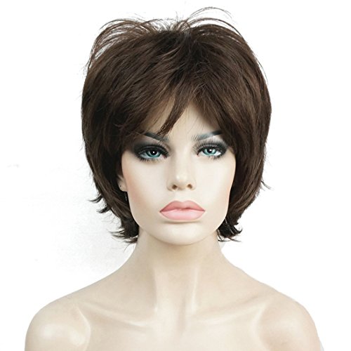 Lydell Short Layered Shaggy Wavy Full Synthetic Wigs (Light Chestnut Brown) - color: #8 Lt Chestnut Brown