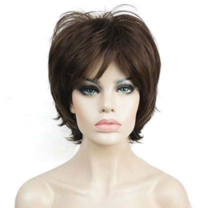 Lydell Short Layered Shaggy Wavy Full Synthetic Wigs (Light Chestnut Brown) - color: #8 Lt Chestnut Brown