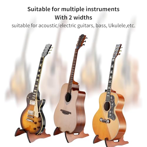 GUITTO Wooden Guitar Stand - Collapsible Electric Bass Guitar Floor Stand Foldable for Acoustic, Banjo,Ukulele - GGS-13 - color: Brown
