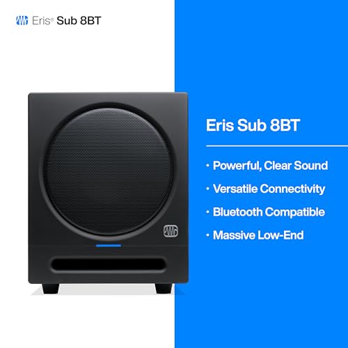 PreSonus Eris Sub 8BT — 8" Inch Powered Subwoofer, Powered Sub, Active Subwoofer, Wireless, Bluetooth, Home Audio, Bass Speaker, Home Theater, Music Production, Gaming - color: Black, size: 8" Subwoofer Bluetooth