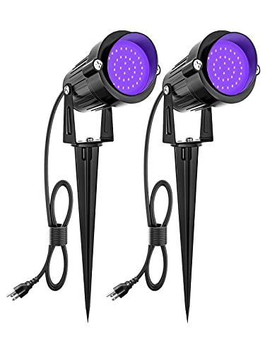ZUCKEO 15W Halloween Blacklight Spotlight Outdoor LED Black Lights Waterproof Landscape Lighting with US Plug for Glow Dancing Party Body Painting Neon Poster Christmas Decorations(2Pack) - size: 2 Pack
