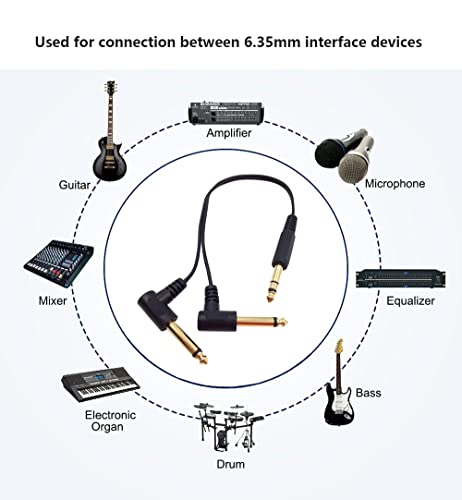 1 Feet Gold Plated 6.35mm 1/4" Male TRS Stereo to Dual 2 x 6.35mm 1/4" Male TS Mono 90 Degree Right Angle Y Splitter Audio Cable (30cm/1Feet) - color: 30cm/1Feet