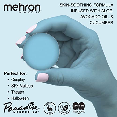 Mehron Makeup Paradise AQ - LIGHT BLUE, Water-Activated Face & Body Paint - color: Light Blue, size: 0.25 Ounce