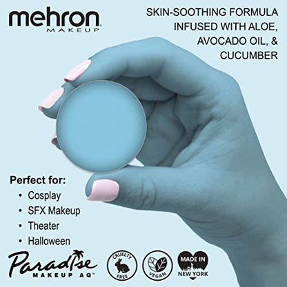 Mehron Makeup Paradise AQ - LIGHT BLUE, Water-Activated Face & Body Paint - color: Light Blue, size: 0.25 Ounce