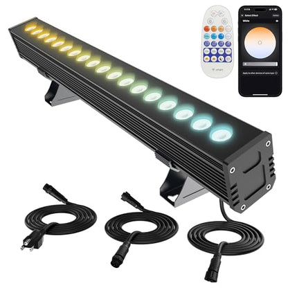 LED Wall Washer Light Bar, Tunable White 2700K-6500K, Smart WiFi App and RF Remote, Smooth Dimming, 8 Modes, Linkable 20in IP65, AC120V Plug-in for Porch Patio Sign - size: 20" 36W Tunable White(2700-6500K)
