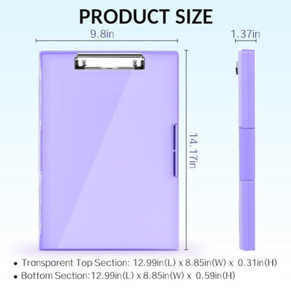 Sooez Nursing Clipboard with Storage, Clear Top Clip Boards 8.5x11 Lavender | Heavy Duty Plastic, Dry Erase, High Capacity, Nurse Essentials, Dental Assistant, Teacher & College School Office Supplies - color: Light Purple