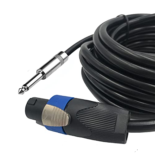 2 Pack 15ft Speakon to 1/4 Inch Male Speaker Cable, 15 feet 6.35mm Stereo Audio Connection Cord, 12 Gauge AWG Wires - size: 15FT/2PACK