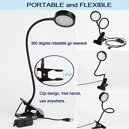 UV LED Black Light Clamp Light with USB, Upgraded 5W 395nm Portable Gooseneck Lamp with Clip for Gel Nail, Pet Urine Detection, UV Glue Curing, Blacklight Posters, Fluorescent Paint, Resin Art