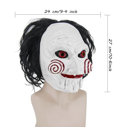 Billy Costume Mask for Men Adult Scary Halloween Costumes Horror Movie Killer Cosplay Full Head Latex Mask with Red Bow Tie and White Gloves KF021