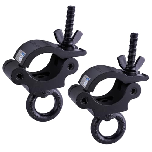 Sarknoah.Black 2" Wide Heavy Duty Truss Clamp With Eye Bolt Ring Fit Tube For (1.5-2)" /(38-52) mm Truss .Half Coupler Truss Eye Clamps For Speakers LED Video Wall LED Screen Display - color: Black