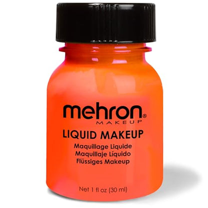 Mehron Makeup Liquid Makeup - GLOW ORANGE, Face & Body Paint | 1 Fl oz Water-Based Face Paint & Body Paint Perfect for Halloween & Cosplay. Air Brush Compatible. Vegan & Made in the USA. - color: Glow Orange