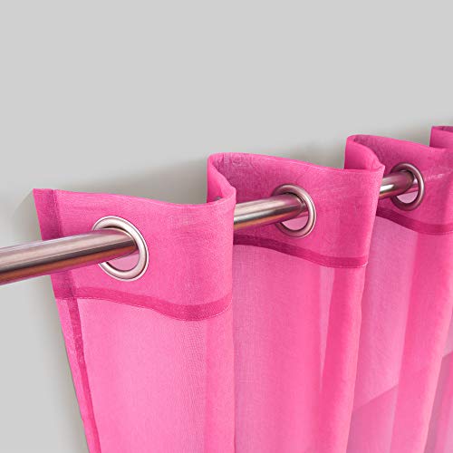 KOUFALL Purple and Hot Pink Sheer Curtains 2 Panels 84 Inches Long,Preppy Princess Coquette Curtains for Teen Girls Bedroom - color: Pink and Purple, size: 52"W x 84"L (Pack of 2)