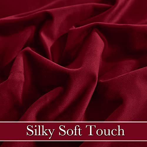 RYB HOME Velvet Curtains 80 inches Long for Living Room Bedroom, Back Tab - color: Ruby Red, size: 52"W x 80"L (Pack of 2)