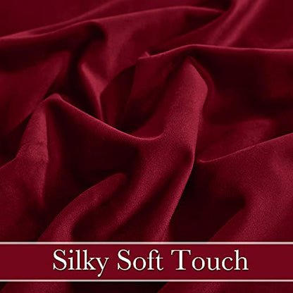 RYB HOME Velvet Curtains 80 inches Long for Living Room Bedroom, Back Tab - color: Ruby Red, size: 52"W x 80"L (Pack of 2)