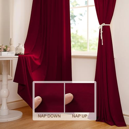 Red Curtains for Living Room 90 inches Heavy Thick Drapes, 2 Panels | 300GSM Rich Velvet, Christmas Holiday Gifts, Thermal Insulated, Privacy Protect, Noise Reducing, Theater Backdrops - color: *Autumn Series - Red, size: 52"W x 90"L (Pack of 2)