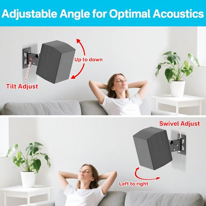 Aiweiwa Pair of Adjustable Speaker Mount for Samsung Q990H/Q990F/Q990D/Q930H/Q930F Rear Speakers - Heavy Duty Wall Mount Speakers Bracket for Samsung Q Series Rear Speaker Wall Mount Up to 30Lbs