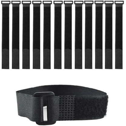 12 Pack(16x1 Inch) Reusable Fastening Cable Straps,Cinch Straps | Adjustable Multi-Purpose Hook and Loop Straps with Buckle,Nylon Cable Ties,Cord Ties Organized Tidy for Wire Cable Management - size: 16'' x 1'' (Black)