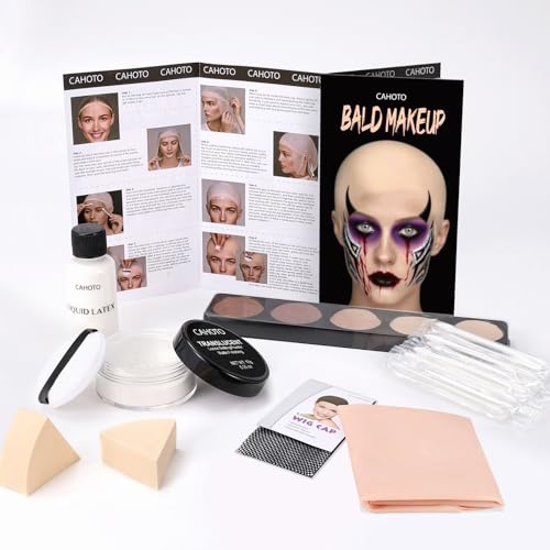 Halloween Bald Cap Face Body PaintSFX Makeup Set - color: Bald Cap SFX Makeup Kit