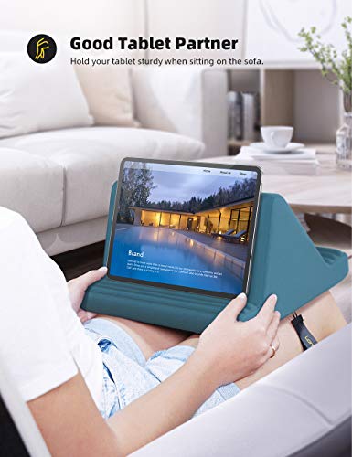 Lamicall Tablet Pillow Stand iPad Bed Soft Holder for Lap 6 Viewing Angles | Soft, Relieve Neck Fatigue, 6 Viewing Angles, Sofa Tablet Dock for 4-13" iPad Pro Air Mini Kindle Galaxy Tab E-Reader Gifts - color: Blackish Green