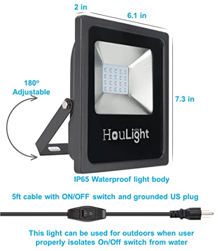 20W UV LED Black Light, HouLight High Power LED Blacklight IP65-Waterproof for Blacklight Party Supplies, Neon Glow, Glow in The Dark (Uv Led Wide Flood Light, 20 Watts 2-Pack) - style: Wide 20 Watts 2-Pack