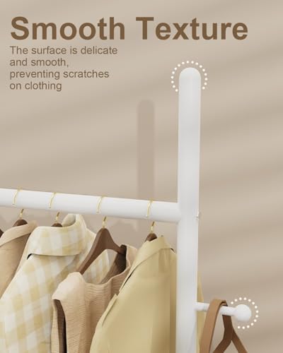 Coat Rack Freestanding, Clothes Rail, 19.7x11.8x68.9 In, White | Modern Garment Rack with 2 Hooks and Heavy Rock Slab Base, Industrial Metal Clothing Hanger Stand for Entryway, Living Room - color: White, size: 11.8 x 19.7 x 68.9 In