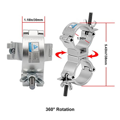 4 Pack Dual Swivel Clamp Turn As Needed Two 360 Degree Clamps, Lighting Truss Swivel Coupler DJ Light Clamps, Fit for 1.88-2 Inch (48-51mm) OD Tube/Pipe, Heavy duty 220lbs, TUV Certificated - color: Silver