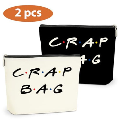 2 PCS Friend Gifts Makeup Bag, Best Friend Birthday Gifts Cosmetic Bag | Funny Friends Theme Cosmetic Bags, Christmas Graduation Friendship Gifts for Women Men Best Friends Mom, Black White - color: Multicolor 0082