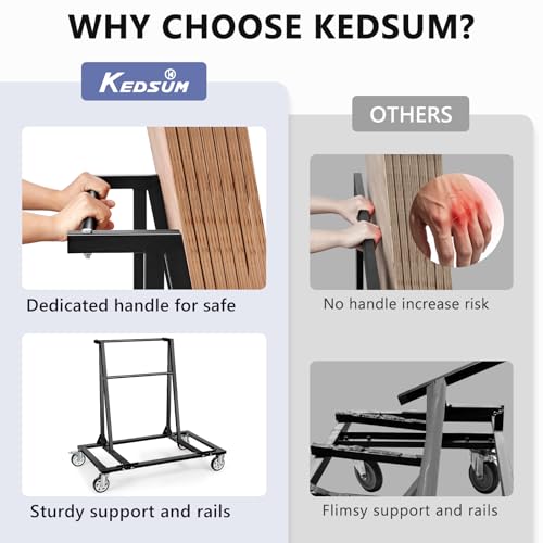 KEDSUM 2200lbs Heavy Duty Drywall Cart with 5" Swivel Casters | Thickened Steel Table Cart with Handle, Panel Dolly for Drywall, Plywood, Lumber, Ideal for Factory, Hotel, Warehouse, Party