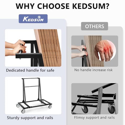 KEDSUM 2200lbs Heavy Duty Drywall Cart with 5" Swivel Casters | Thickened Steel Table Cart with Handle, Panel Dolly for Drywall, Plywood, Lumber, Ideal for Factory, Hotel, Warehouse, Party