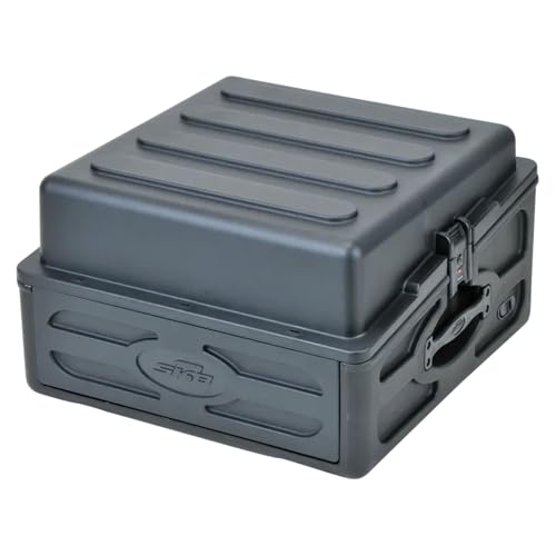 SKB Roto Rack/Mixer Console, 10U Slanted Rackmount on top, 2U Rackmount in Front with Steel Threaded Rails, Hard Lid and Doors and Side Access Ports - size: 1SKB-R102