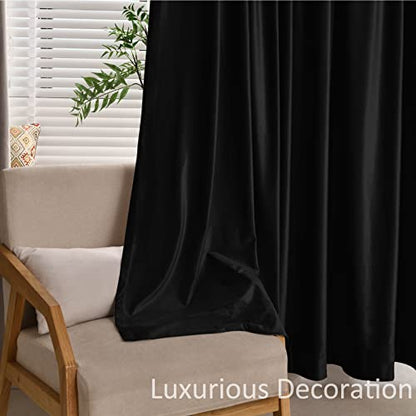 Fcosie Home Theater Curtains Flat Hooks, Extra Wide Velvet Drapes, Blackout Room Darkening Thermal Insulated Drapery for Home Moive Theater Room, 1 PC, 180W x102 L, Black, No Liner - color: Black (#111) + No Liner, size: 180"W x 102"L (Pack of 1)