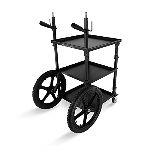 PROAIM Soundchief OG Sound Cart, 14U Rack Mount, 120kg/265lb, Collapsible | Aluminum build with 3 trays; adjustable middle shelf; 20 inch pneumatic rear wheels; 3 inch swivel front wheels; cable hooks