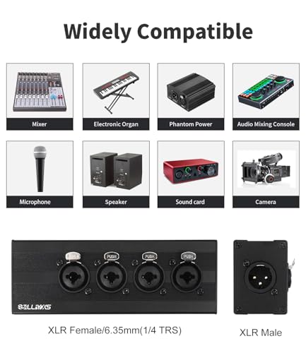 3 Pin XLR 1 Male to 4 Female Splitter,4 Way 1/4 TRS& XLR Input to one-Output Parallel Connection Adapter,Four 6.35mm Microphone inputs Converted to one Output - color: XLR 1 F TO XLR+1/4 F