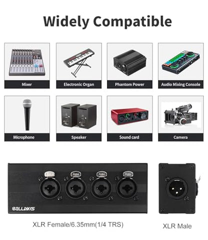3 Pin XLR 1 Male to 4 Female Splitter,4 Way 1/4 TRS& XLR Input to one-Output Parallel Connection Adapter,Four 6.35mm Microphone inputs Converted to one Output - color: XLR 1 F TO XLR+1/4 F