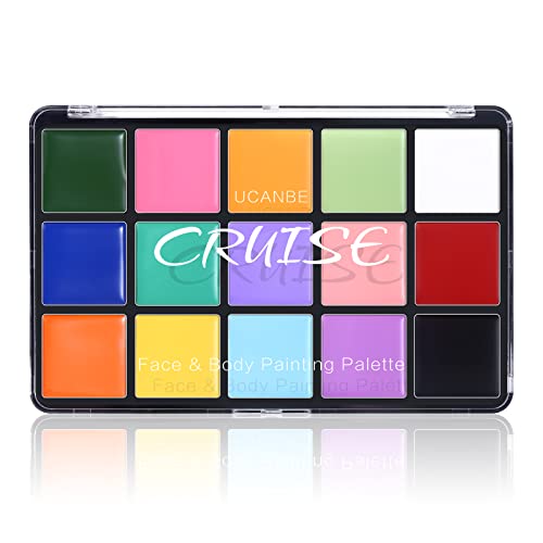 UCANBE Face Body Paint Oil, 15 Macaron Colors Professional Makeup Palette - Non Toxic Hypoallergenic Safe Facepaint for Halloween, Cosplay Costumes, Parties and Festivals - color: Macaron