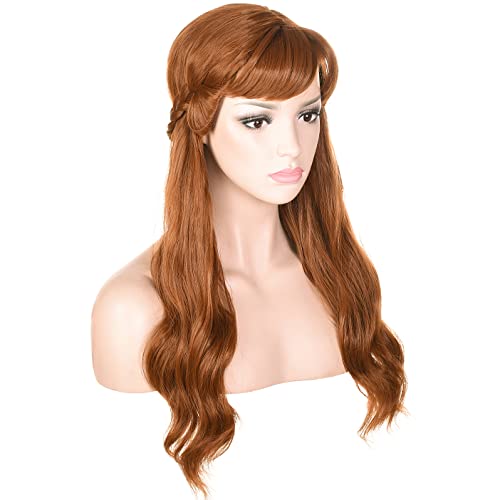 Long Wavy Brown Natural Synthetic Hair Braided Wigs for Women Halloween, Cosplay, Costume, Party - color: Brown, size: Long