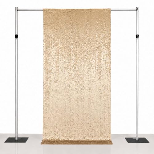 Efavormart Beige Premium Crushed Velvet Backdrop Curtain 5ft x 10ft – Event Drape Panel & Photo Booth Background with Rod Pocket, 70% Blackout - color: Beige, size: 5ft x 10ft
