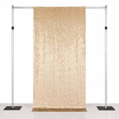 Efavormart Beige Premium Crushed Velvet Backdrop Curtain 5ft x 10ft – Event Drape Panel & Photo Booth Background with Rod Pocket, 70% Blackout - color: Beige, size: 5ft x 10ft