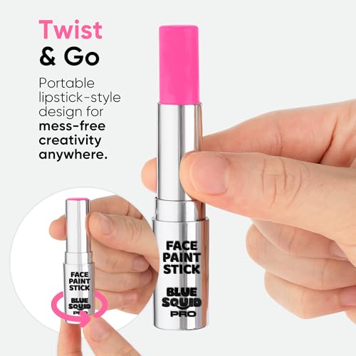 Blue Squid PRO Pink Face Paint Stick - Waterproof Body Paint For Adults & Kids Eye Black Baseball, Eyeblack Softball - Vegan Hypoallergenic Twist-Up Non-Toxic Makeup Stick - Cosplay, Sports & SFX - color: Pink