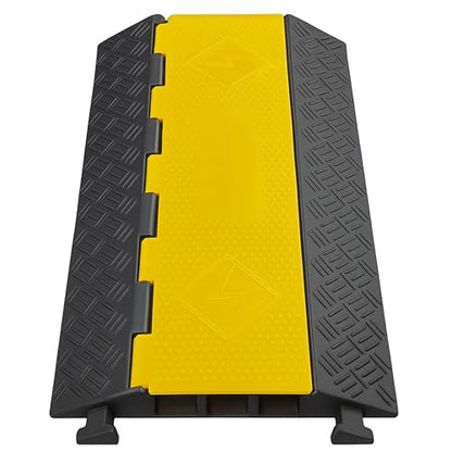 Electriduct Cable Protector 3 Channels 2.4" x 2.4" Traffic Hose and Wire Cover Rubber Black Base with Yellow Lid (3 Feet) 18,000 lbs/axle - Pack of 12 - color: Black/Yellow - 3 Channels (2.4 Inch), size: 12 Ramps