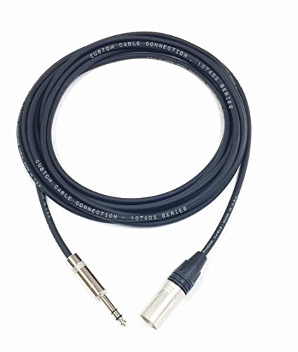 Custom Cable Connection 25 Foot Neutrik NC3MXX Male XLR to Neutrik Rean NYS228 1/4 Inch (6.35mm) TRS Balanced Pro Audio Cable - size: 25 Foot, style: Male (Black)