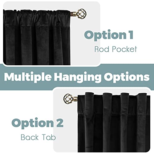 BGment Black Blackout Velvet Curtains for Bedroom, 2 Panels, 52 x 72 Inch - color: Black, size: 52"W x 72"L (Pack of 2)