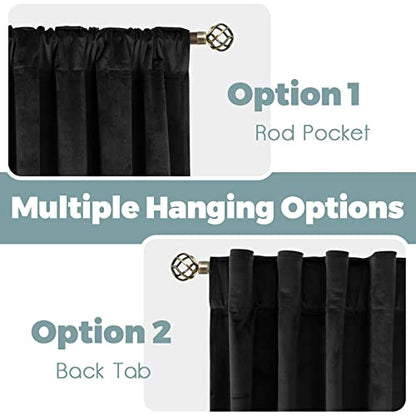 BGment Black Blackout Velvet Curtains for Bedroom, 2 Panels, 52 x 72 Inch - color: Black, size: 52"W x 72"L (Pack of 2)