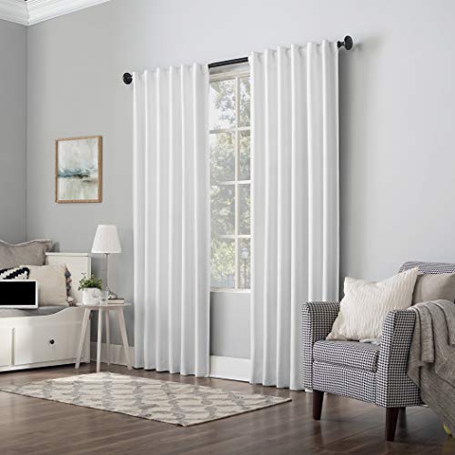 Sun Zero Hampshire Velvet Noise Reducing Thermal Extreme 100% Total Blackout Back Tab/Rod Pocket Curtain Panel, Pearl, 50"W x 84"L (1 Panel) - color: Pearl, size: 50"W x 84"L (Pack of 1)