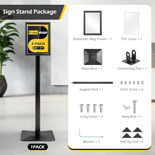 Dyna-Living Sign Holder Stand 8.5 x 11 Inch Sign Stands for Display, 1 Pack Heavy-duty Pedestal Sign Holder, Adjustable Floor Standing Signs Holders, Poster Holders Stand for A4 Advertising - size: 8.5'' x 11''-1 Pack